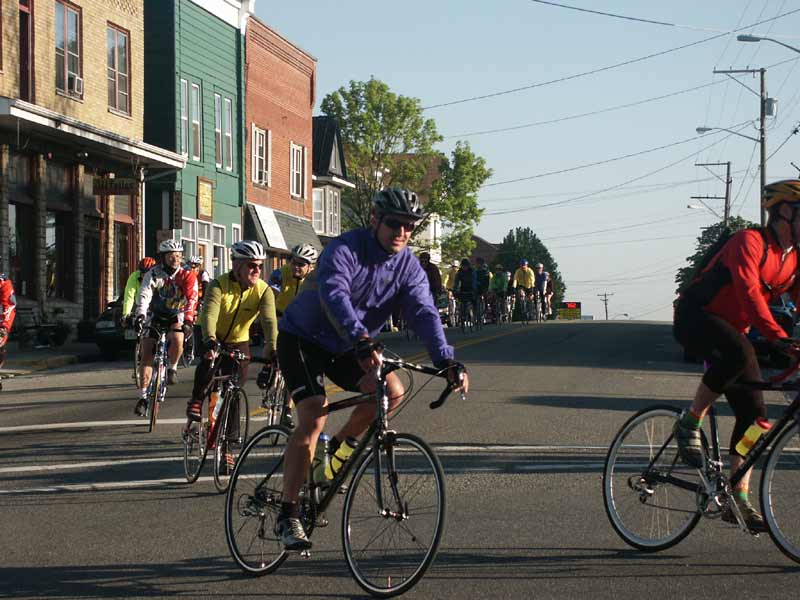 Cyclists through Town