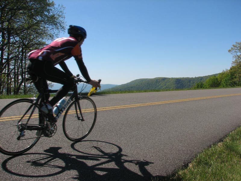 Cyclist on Blue Ridge Parkway.