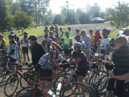 Cyclists ready to start at Harvest Moon.